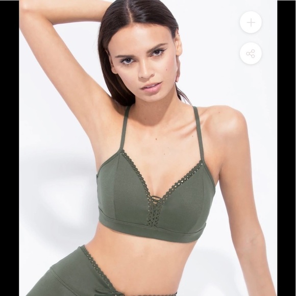 Track & Bliss Cloud Nine Sports Bra Army Green Reversible Racer Back Sz Large - Picture 1 of 9